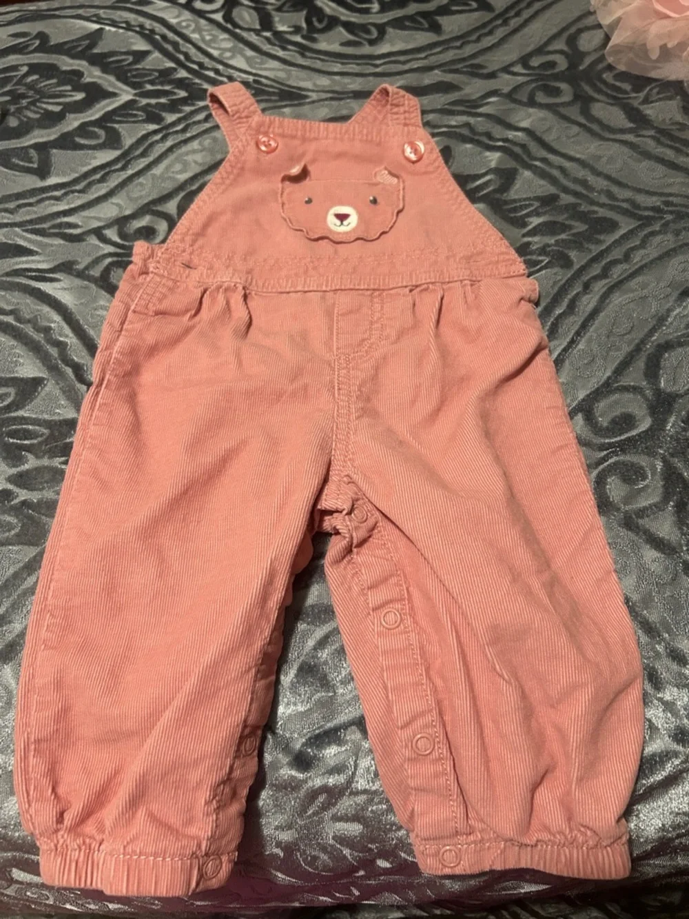 Carter's Dusty Pink Corduroy Bear Overalls